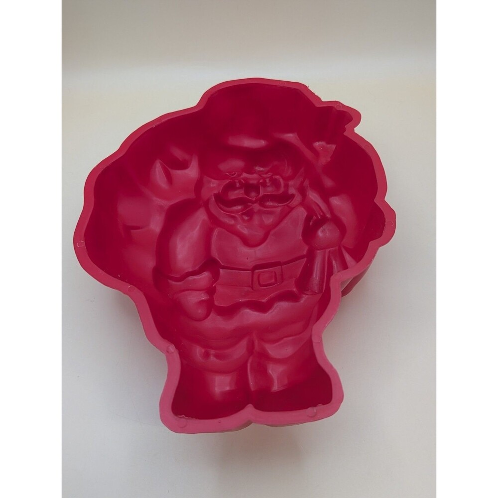 Jell-O Red Santa Claus Christmas Mold Embossed Vintage 1980s *Used Worn*